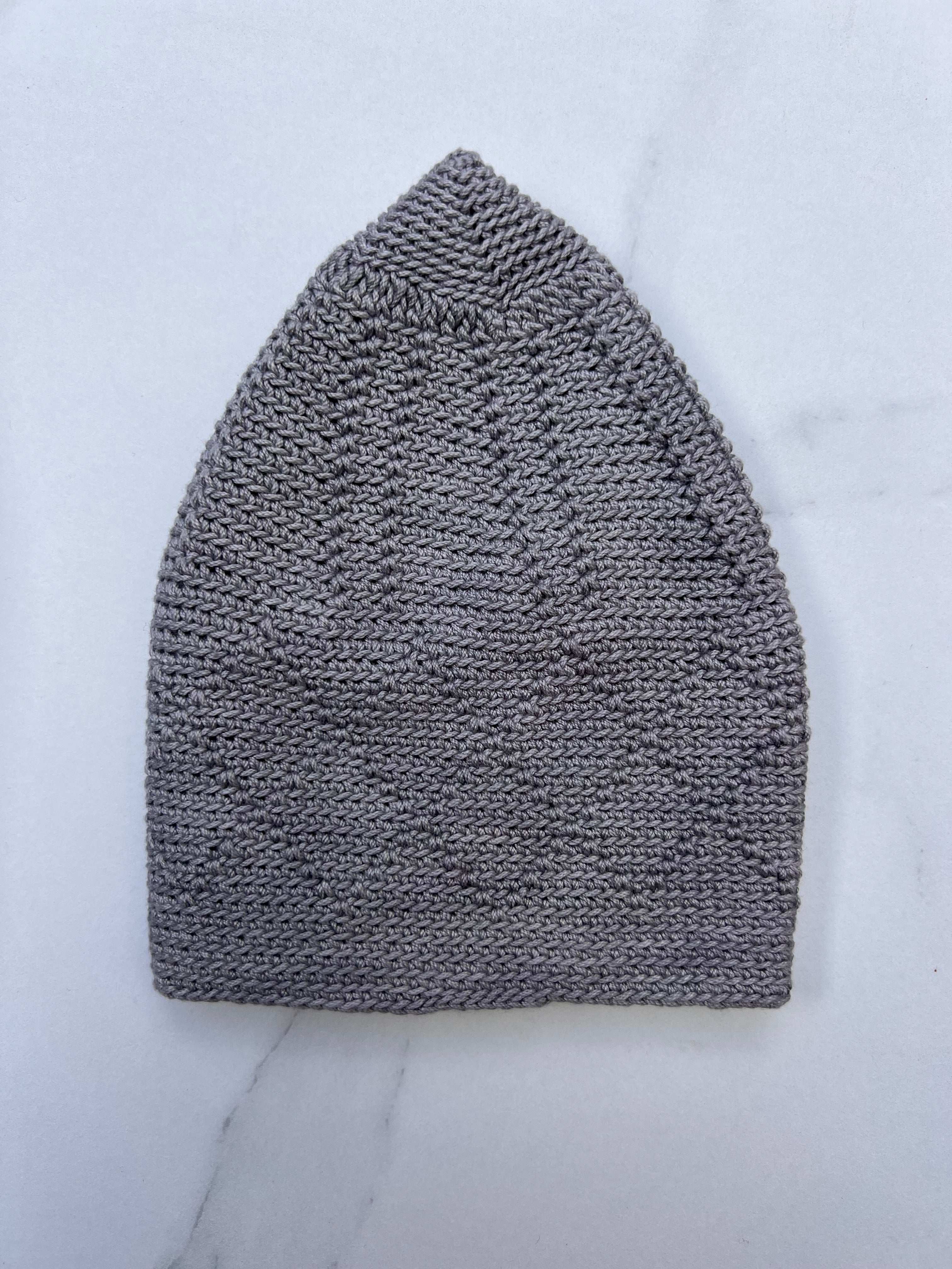 Men’s Premium Diamond Knitted Prayer Hat/Kufi - Light Grey