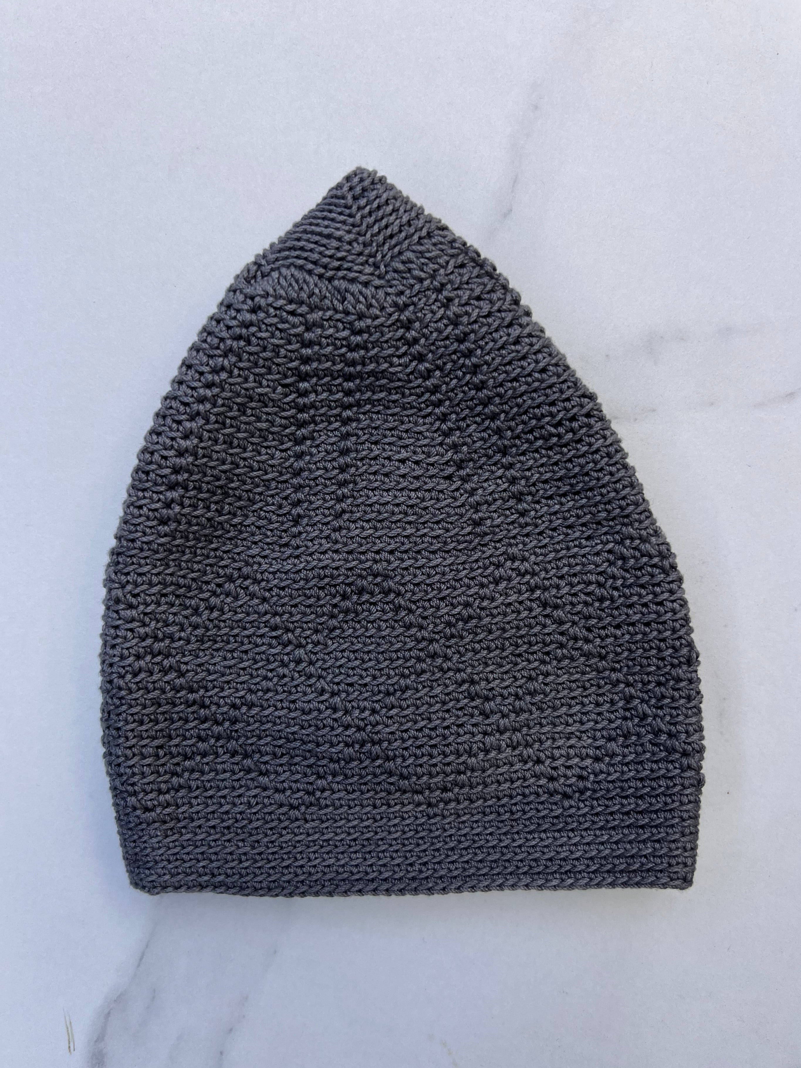 Men’s Premium Diamond Knitted Prayer Hat/Kufi - Dark Grey