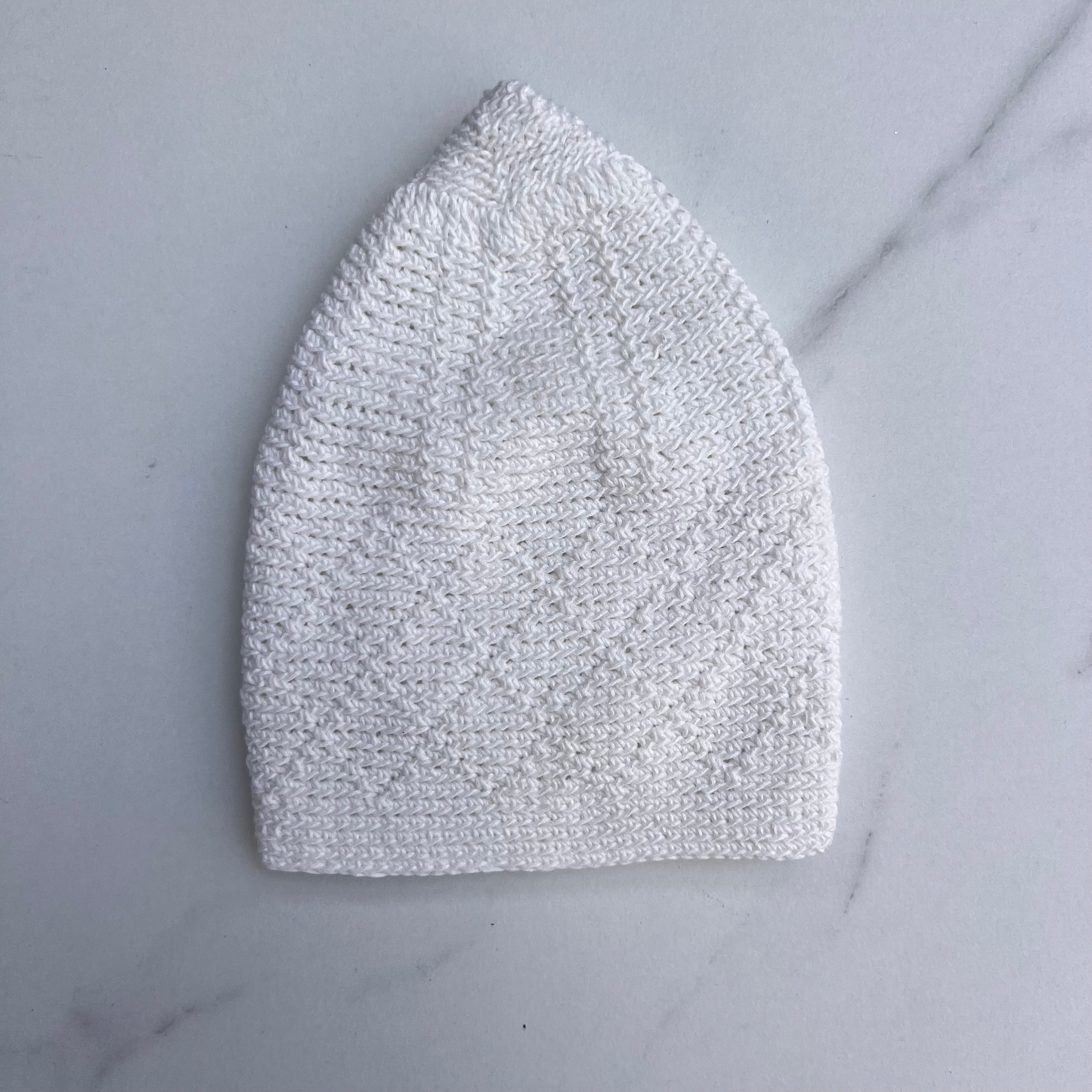 Men’s Premium Diamond Knitted Prayer Hat/Kufi - White