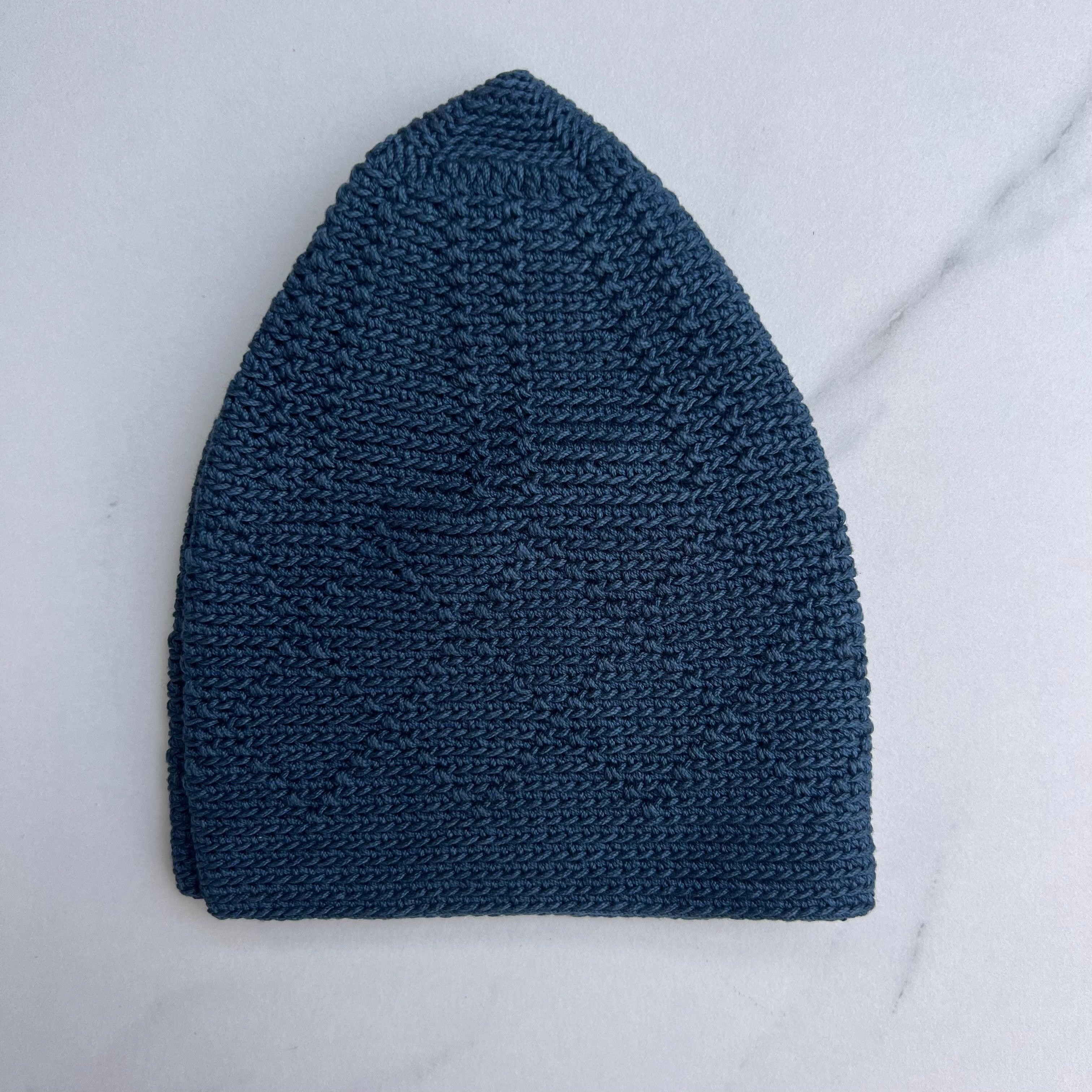 Men’s Premium Diamond Knitted Prayer Hat/Kufi - Navy Blue