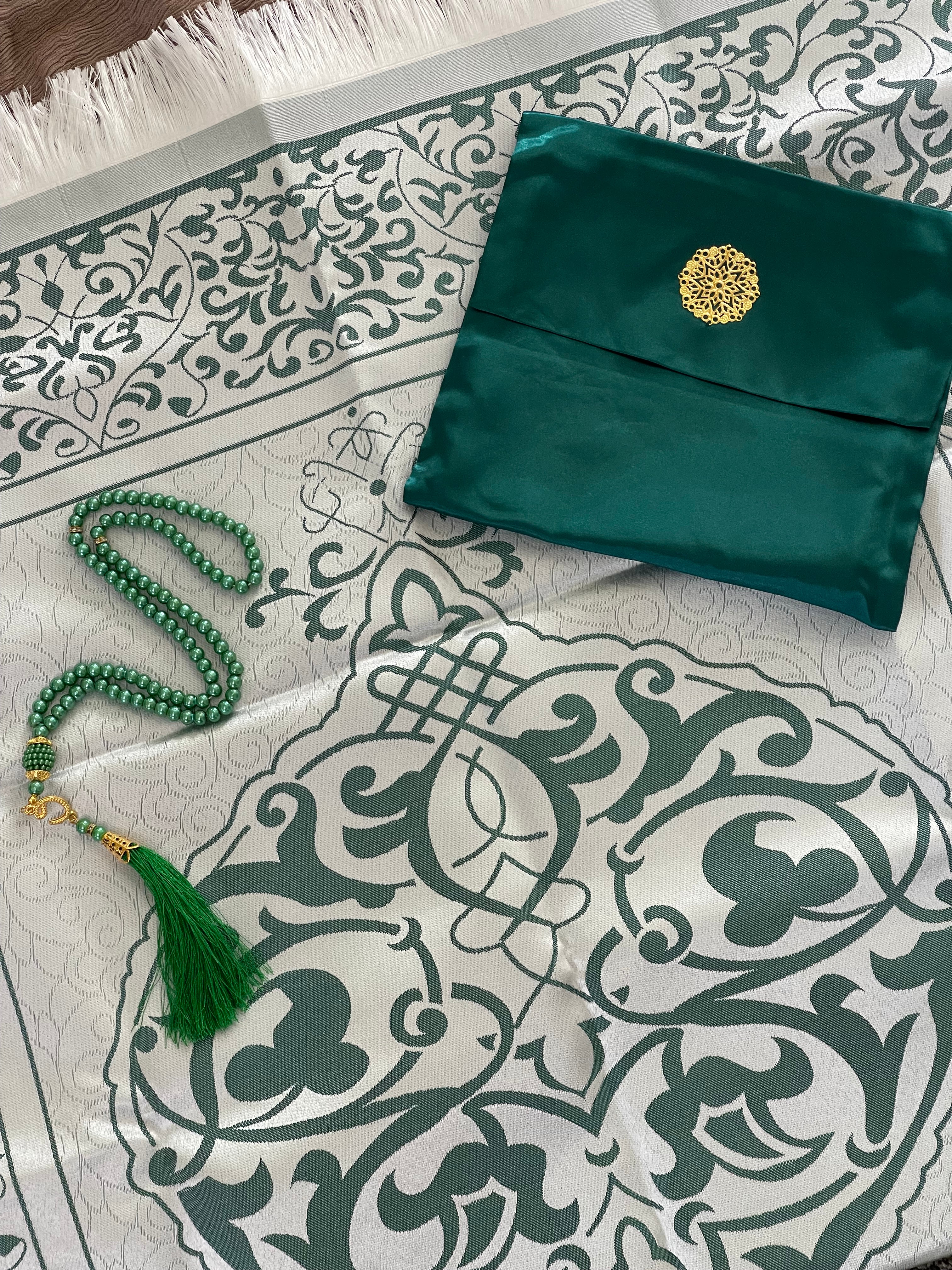 Forest Green Prayer Set with Pouch & Tasbih