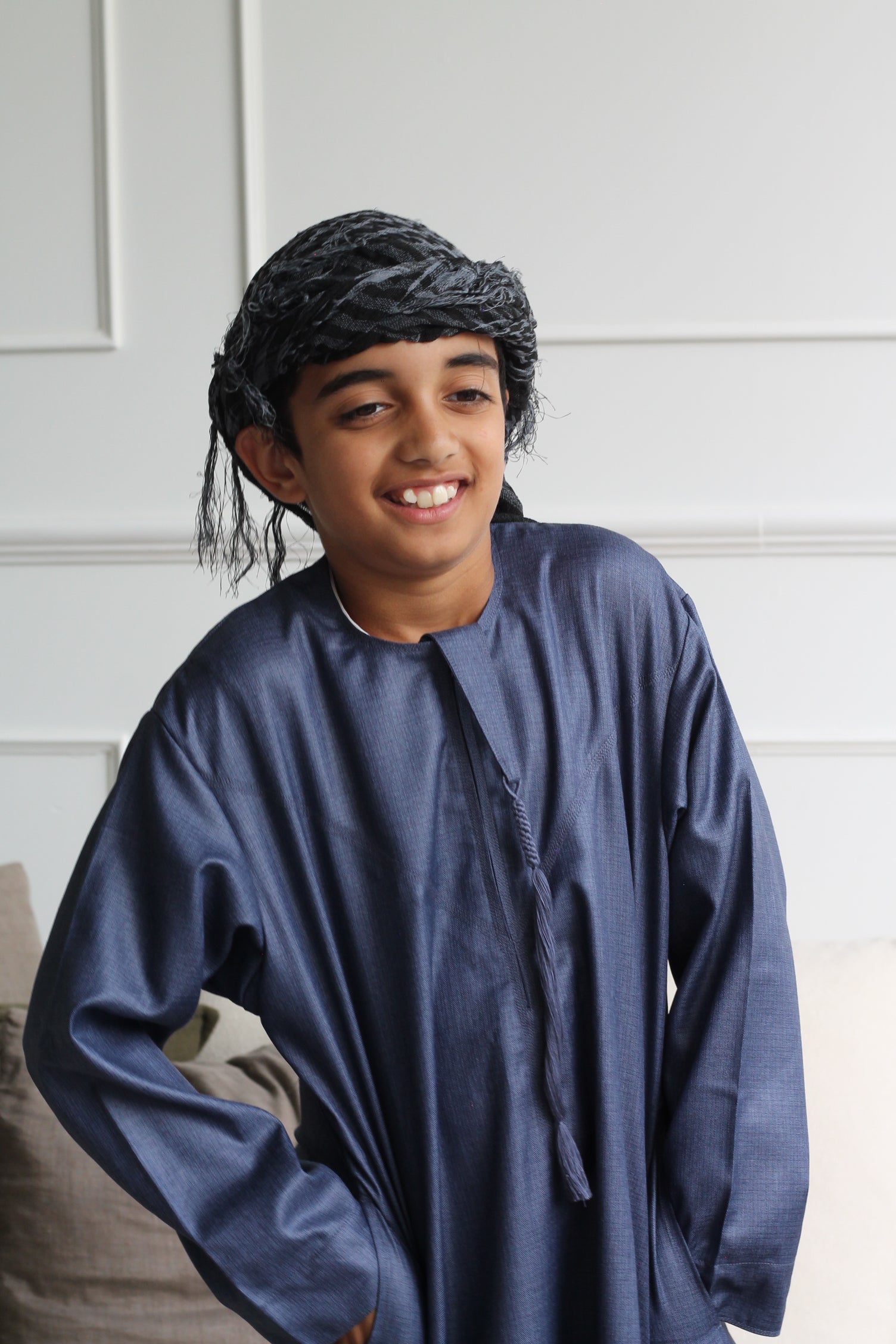 Kids Cerulean Blue Premium Emirati Thobe
