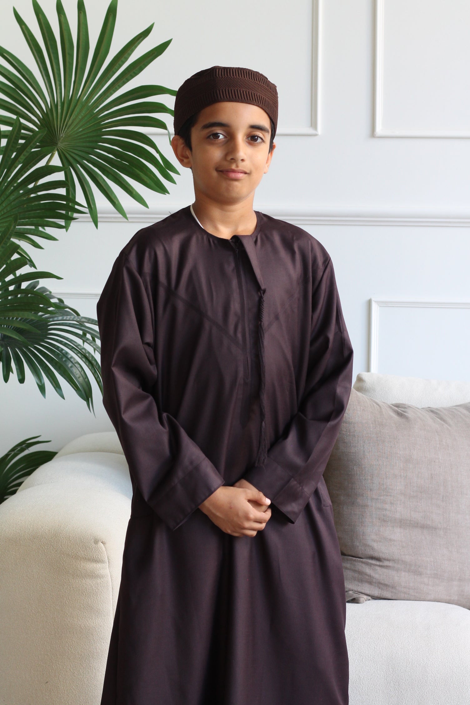 Kids Chocolate Brown Deluxe Emirati Thobe